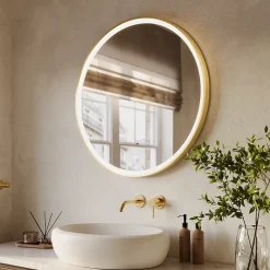 Miroir salle de bain LOMAZOO Paris avec LED 80 cm doré rond