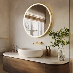 Miroir salle de bain LOMAZOO Paris avec LED 80 cm doré rond