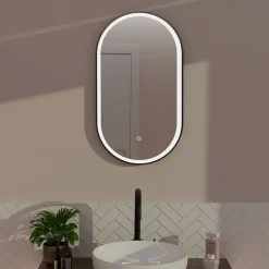 Miroir salle de bain LOMAZOO Frankfurt avec LED 40x70 cm ovale noir