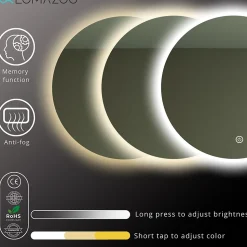 Miroir salle de bain LOMAZOO Atlanta avec LED 70 cm rond