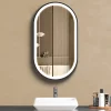 Miroir salle de bain LOMAZOO Dortmund avec LED 40x70 cm ovale noir