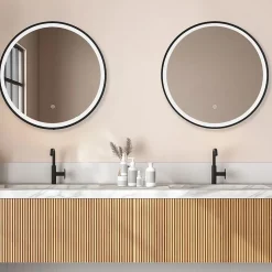 Miroir salle de bain LOMAZOO Florence avec LED 80 cm noir rond