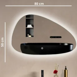 Miroir salle de bain LOMAZOO Bilbao avec LED 80 x 50 cm asymétrique