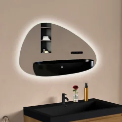 Miroir salle de bain LOMAZOO Bilbao avec LED 80 x 50 cm asymétrique