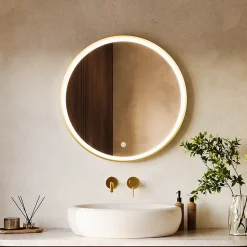 Miroir salle de bain LOMAZOO Miami avec LED 70 cm doré