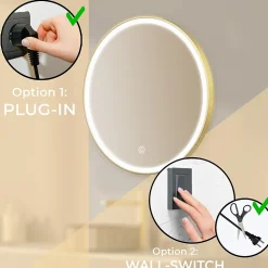 Miroir salle de bain LOMAZOO Miami avec LED 70 cm doré