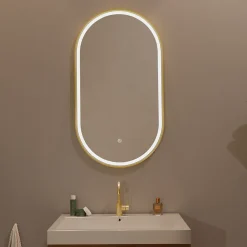 Miroir salle de bain lumineux LED LOMAZOO Hamburg 50x70 cm ovale doré