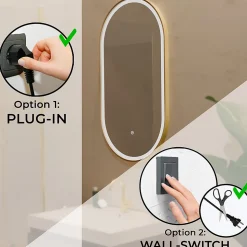 Miroir salle de bain lumineux LED LOMAZOO Hamburg 50x70 cm ovale doré
