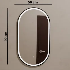 Miroir salle de bain lumineux LED LOMAZOO Leipzig 50x90 cm ovale noir