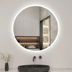 Miroir salle de bain rond LED 60cm, IP44, AICA SANITAIRE
