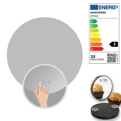 Miroir salle de bain VEKIO LED lumineux rond 80 cm diam. fonction anti-buée + intensité & couleur réglables - Saniverre