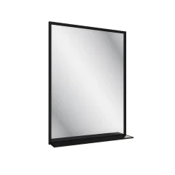 Miroir salle de bain 80x60cm - laqué noir mat avec étagères - FRAMED MIRROR