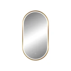 Miroir salle de bains éclairant à LED cadre doré oblong l.45 x H.85 x P.4 cm, anti-buée, MPGlass Céleste