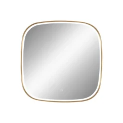 Miroir salle de bains éclairant à LED cadre doré carré l.80 x H.80 x P.4 cm, anti-buée, MPGlass Céleste