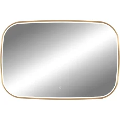 Miroir salle de bains éclairant à LED cadre doré l.120 x H.80 x P.4 cm, anti-buée, MPGlass Céleste