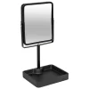 Miroir salle de bains grossissant x3 et pivotant en métal noir avec plateau l.15,2 x H.30 x P.12,8 cm, 5Five Simply Smart Glass