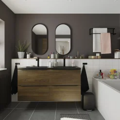Miroir salle de bains oblong 40x80 cm Tisa noir