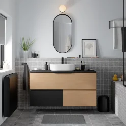 Miroir salle de bains oblong 40x80 cm Tisa noir