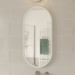 Miroir salle de bains oblong 40x80 cm, blanc, Tisa