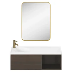 Miroir salle de bains rectangulaire 80x60 cm Tisa doré