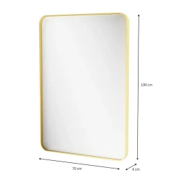 Miroir salle de bains rectangulaire 100x70 cm, doré, Tisa
