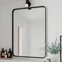 Miroir salle de bains rectangulaire 100x70 cm, noir, Tisa