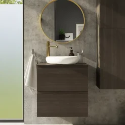Miroir salle de bains rond diamètre 60 cm Tisa doré