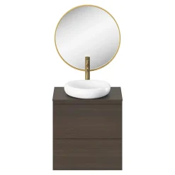 Miroir salle de bains rond diamètre 60 cm Tisa doré