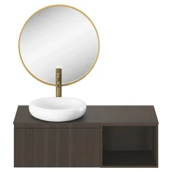 Miroir salle de bains rond diamètre 60 cm Tisa doré
