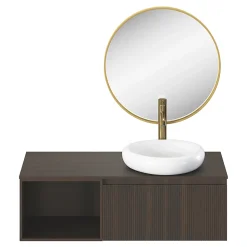 Miroir salle de bains rond diamètre 60 cm Tisa doré