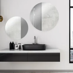 Miroir salle de bains rond diamètre 40 cm Dunnet noir