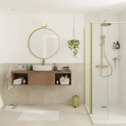 Miroir salle de bains rond diamètre 80 cm Tisa doré