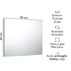Miroir Simple 90X60 Avec Bordure Lissée Anti-Coupure