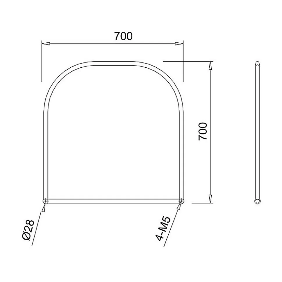Miroir vintage arche incurvé chromé CHLOÉ l 70 x H 70 cm