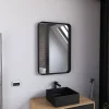 Miroir 80x45- Cadre en aluminium laque noir mat - UBY