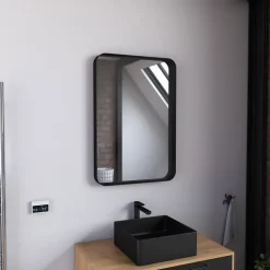 Miroir 80x45- Cadre en aluminium laque noir mat - UBY