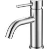 Mitigeur acier inoxydable 304, pour cuisine/salle de bain/lavabo/toilettes invités, avec tuyau, eau chaude/froide, argent