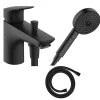 Mitigeur baignoire mécanique HANSGROHE Logis C2 + pack pommeau Pulsify Select 3 jets EcoSmart + flexible Isiflex 160 cm noir mat
