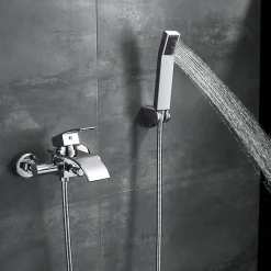 Mitigeur baignoire avec douchette Salle de Bain Robinet de baignoire avec Douchette Chrome