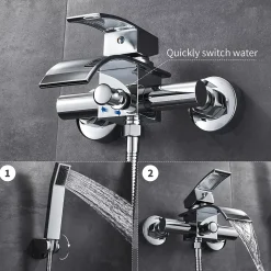 Mitigeur baignoire avec douchette Salle de Bain Robinet de baignoire avec Douchette Chrome