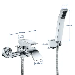 Mitigeur baignoire avec douchette Salle de Bain Robinet de baignoire avec Douchette Chrome