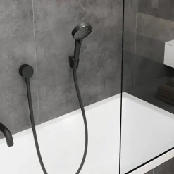 Mitigeur baignoire mécanique HANSGROHE Logis C2 + pack pommeau Vernis Blend 2 jets EcoSmart + flexible Isiflex 160 cm noir mat