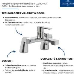 Mitigeur baignoire mécanique VILLEROY ET BOCH Architectura avec colonnettes