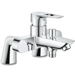 Mitigeur baignoire monocommande GROHE Start Loop chromé + Colonnettes Luxe chromé