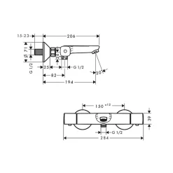 Mitigeur baignoire thermostatique HANSGROHE Ecostat Universal chromé