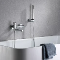 Mitigeur baignoiredouche chrome en laiton et zamak avec flexible metal 170 cm
