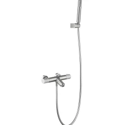 Mitigeur baignoiredouche thermostatique nickel brosse en laiton et zamak