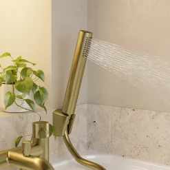 Mitigeur bain douche + douchette, laiton doré, GoodHome Owens