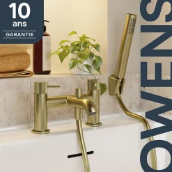 Mitigeur bain douche + douchette, laiton doré, GoodHome Owens