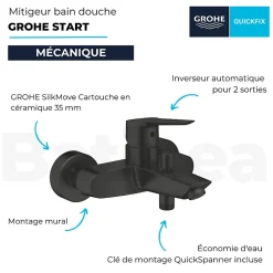 Mitigeur bain douche mécanique GROHE Start noir